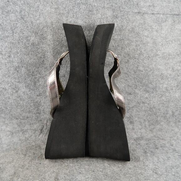 Guess Shoes Womens 7 Platform Sandals Flip Flop Wedge Casual Slip On Metallic - Picture 8 of 10